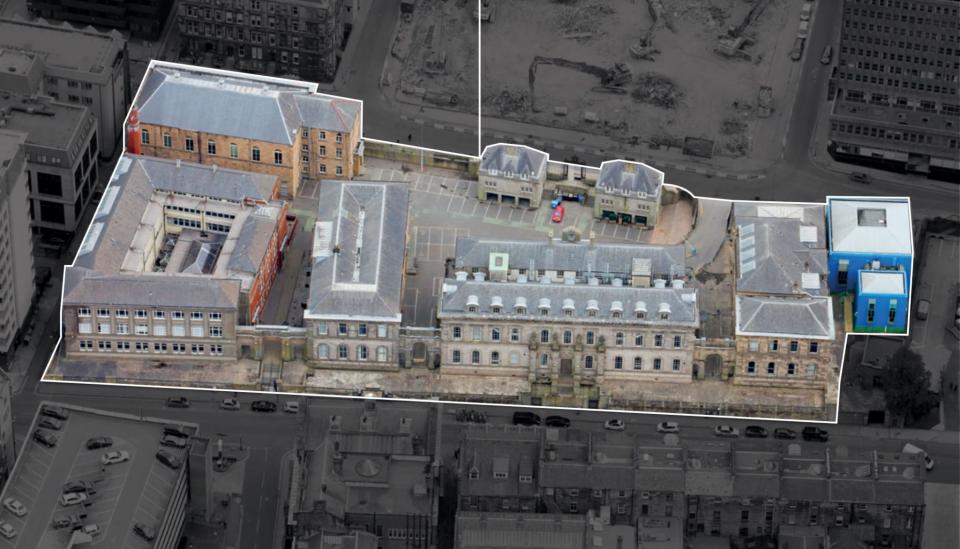 Aerial view of the former High School of Glasgow 
